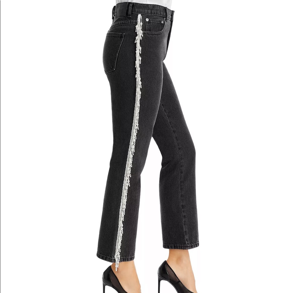 MILLY Embellished Ankle Jeans